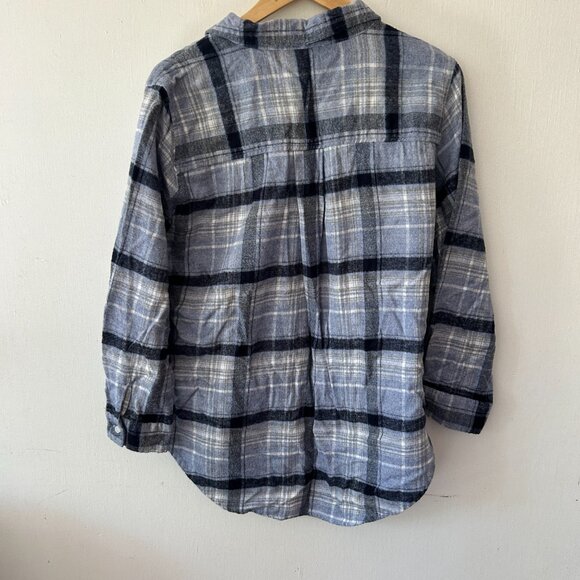 Keren Hart Flannel Shirt Womens XL Blue Plaid Soft Collared Button Front - Picture 6 of 6